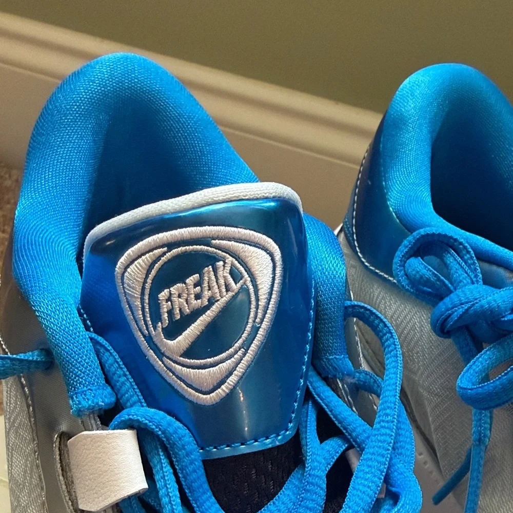 Nike Zoom Freak Metallic Silver and Vibrant Blue Sneakers